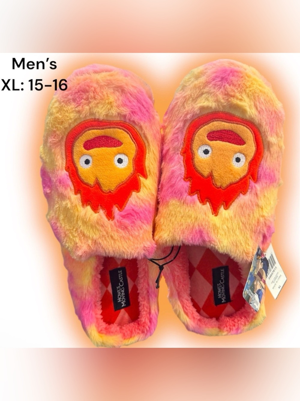 Studio Ghibli Howl’s Moving Castle Calcifer Faux Fur Men's Slippers